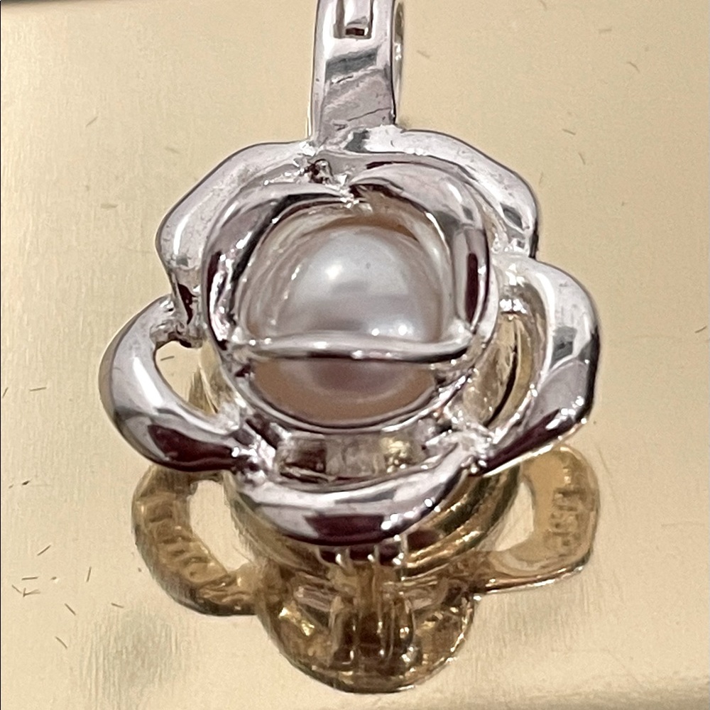 925 Sterling Silver LUC Lucas Lameth Round Culture Pearl Pendant & 18” Necklace - Picture 3 of 12